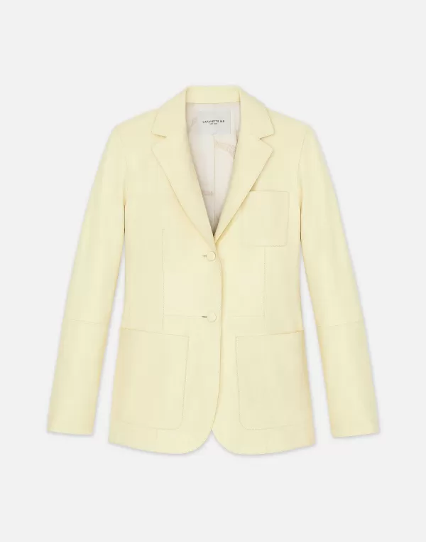 Women Lafayette 148 New York Nappa Leather Three Pocket Blazer