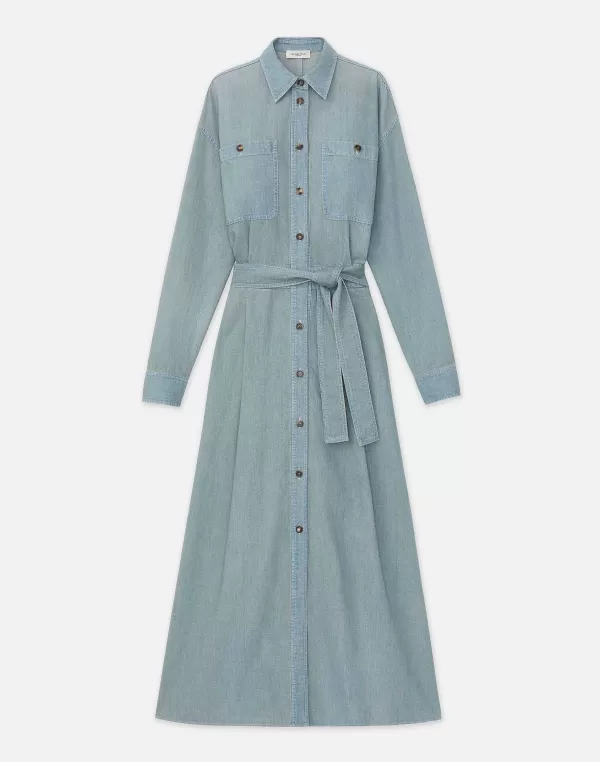 Women Lafayette 148 New York Organic Cotton Chambray Shirtdress