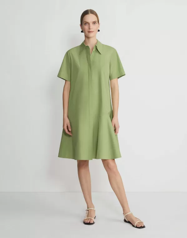 Women Lafayette 148 New York Organic Cotton Poplin Flounced Shirtdress