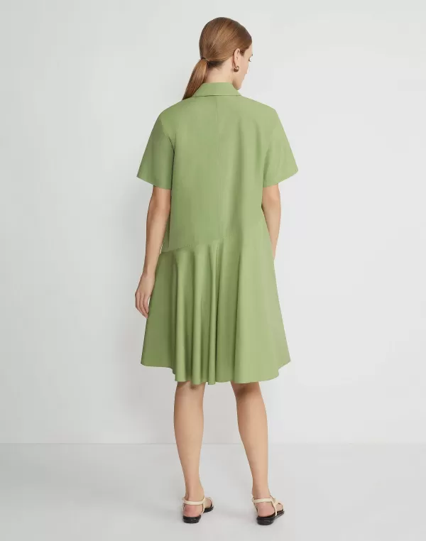 Women Lafayette 148 New York Organic Cotton Poplin Flounced Shirtdress