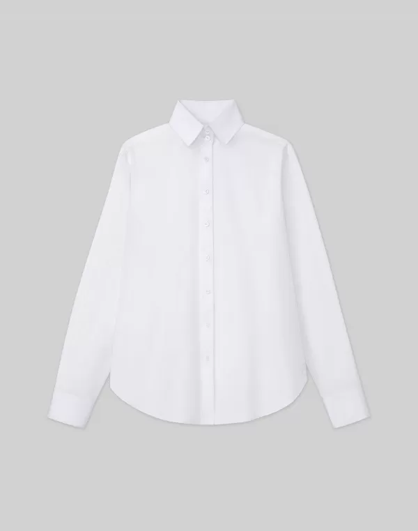 Women Lafayette 148 New York Organic Cotton Poplin High Collar Shirt