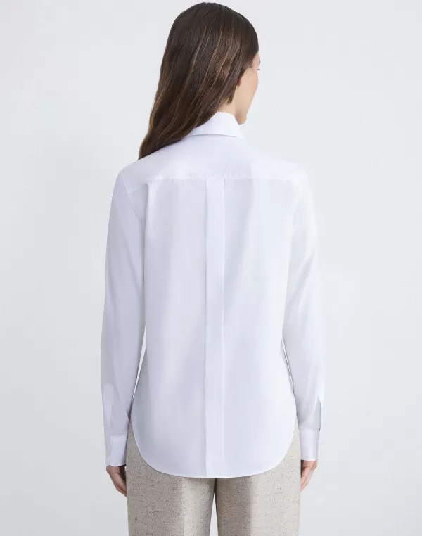 Women Lafayette 148 New York Organic Cotton Poplin High Collar Shirt