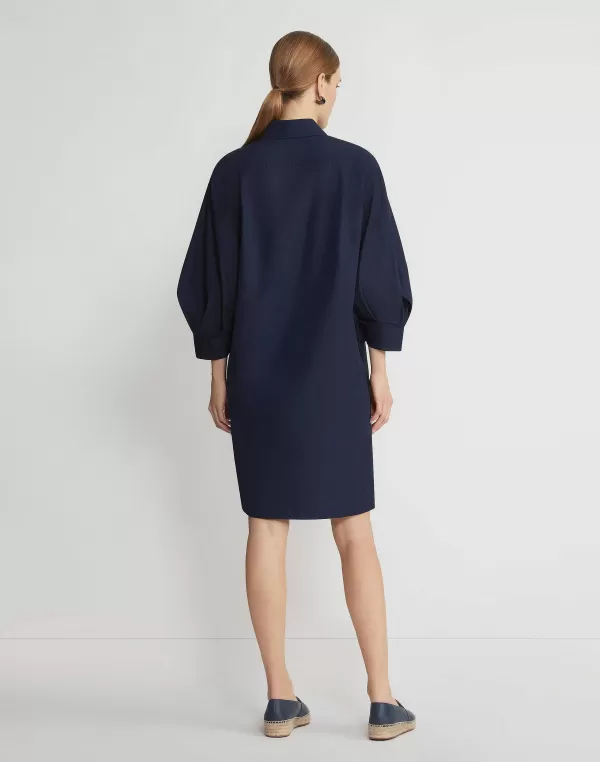 Women Lafayette 148 New York Organic Cotton Poplin Lantern Sleeve Shirtdress