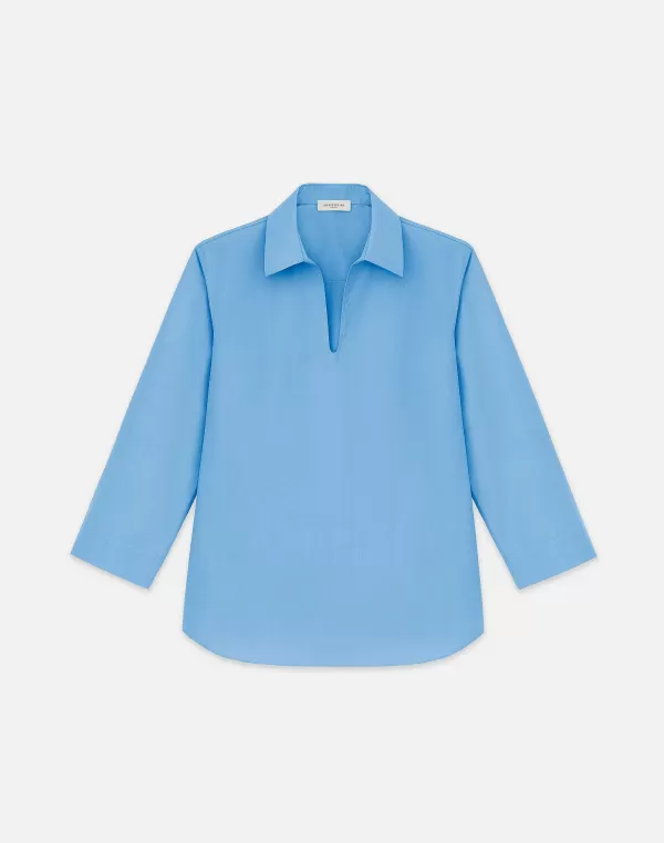 Women Lafayette 148 New York Organic Cotton Poplin Popover Shirt