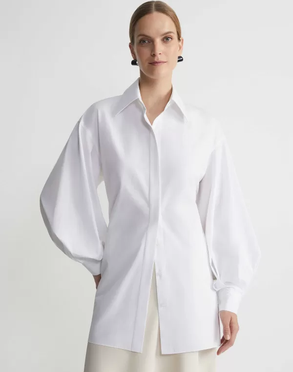 Women Lafayette 148 New York Organic Cotton Poplin Tie Back Oversized Shirt
