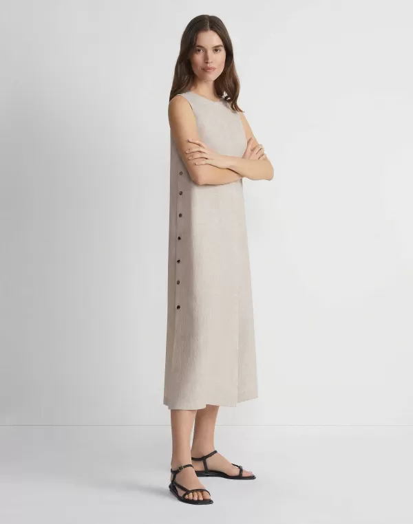 Women Lafayette 148 New York Organic Linen Button Side Dress