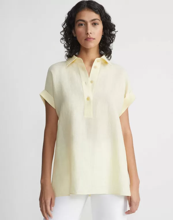 Women Lafayette 148 New York Organic Linen Dolman Polo