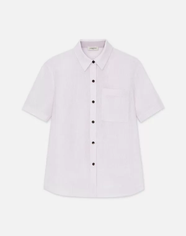 Women Lafayette 148 New York Organic Linen Short Sleeve Pocket Shirt