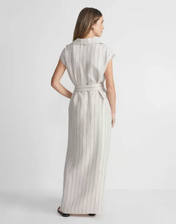 Women Lafayette 148 New York Pinstripe Linen Popover Dress