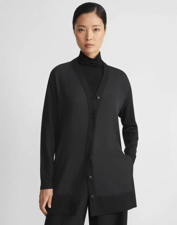 Women Lafayette 148 New York Responsible Fine Gauge Merino & Organic Silk Georgette Cardigan