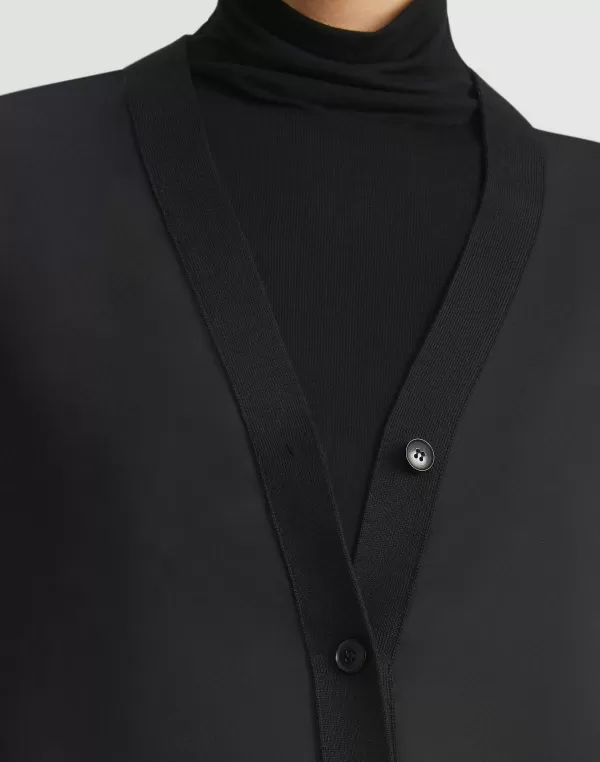 Women Lafayette 148 New York Responsible Fine Gauge Merino & Organic Silk Georgette Cardigan