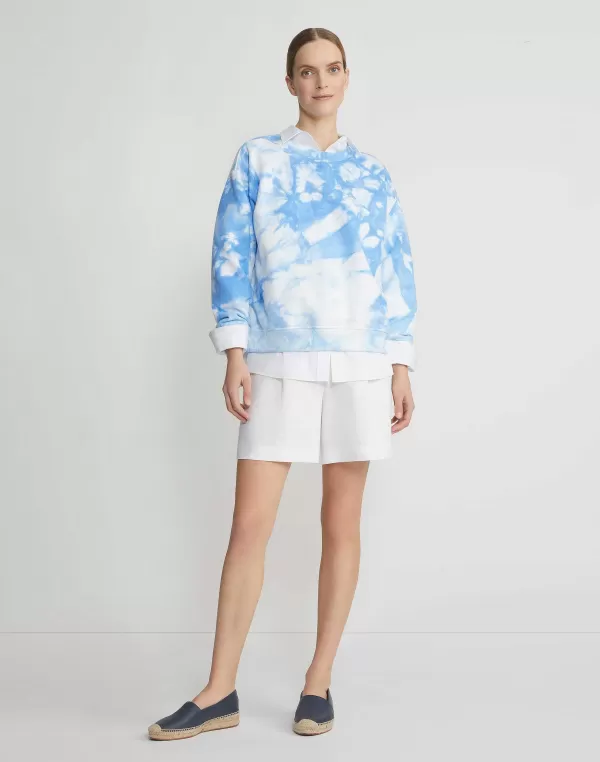 Women Lafayette 148 New York Shibori Cotton French Terry Sweatshirt