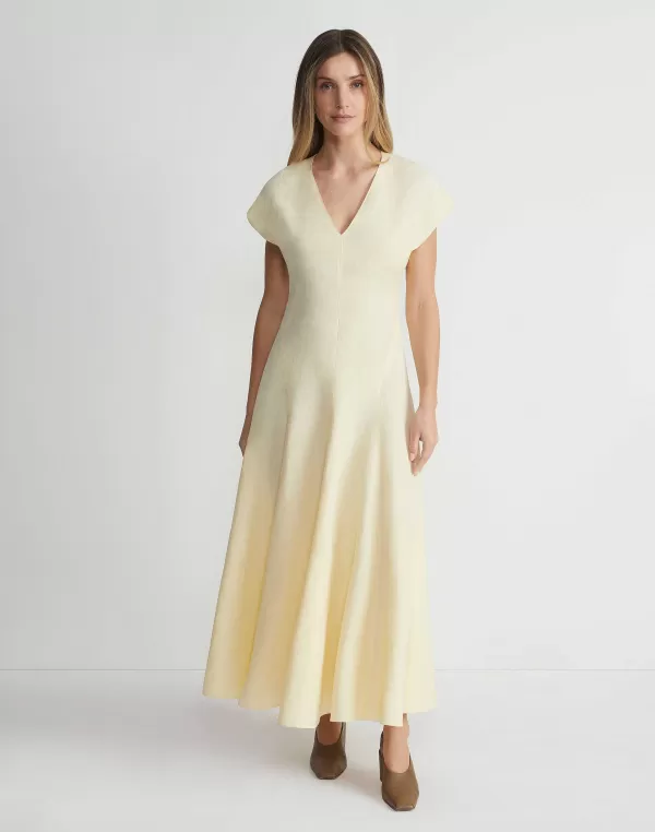 Women Lafayette 148 New York Silk-Linen Flared Dress