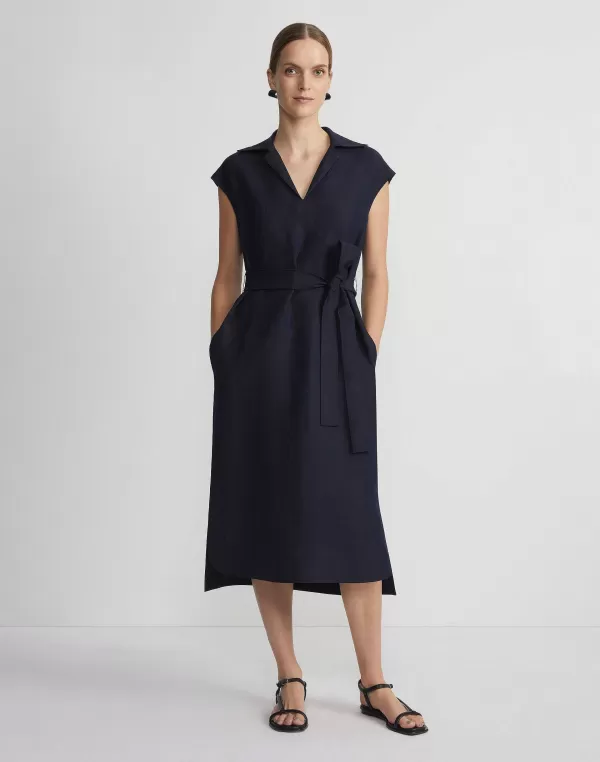 Women Lafayette 148 New York Silk-Linen Popover Shirtdress