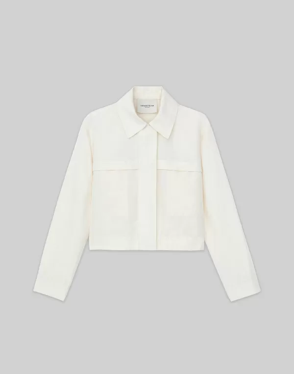 Women Lafayette 148 New York Silk-Linen Tapered Bomber Jacket