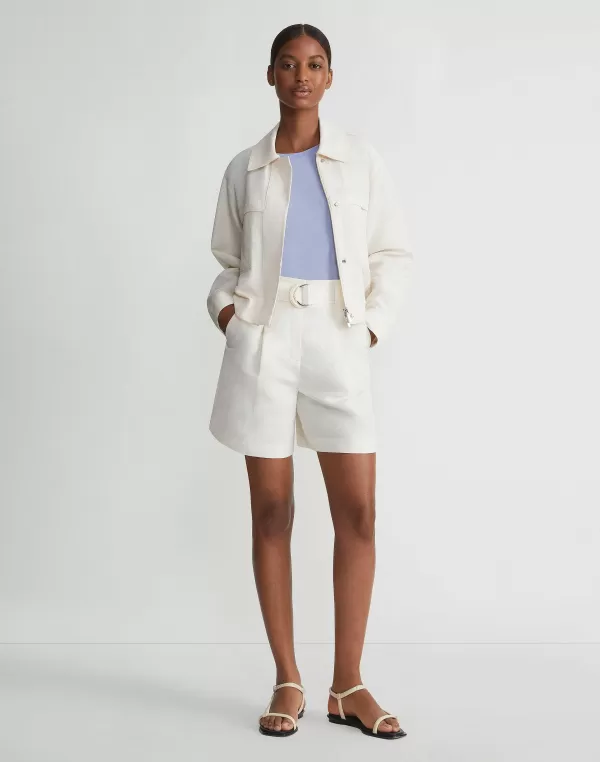 Women Lafayette 148 New York Silk-Linen Tapered Bomber Jacket