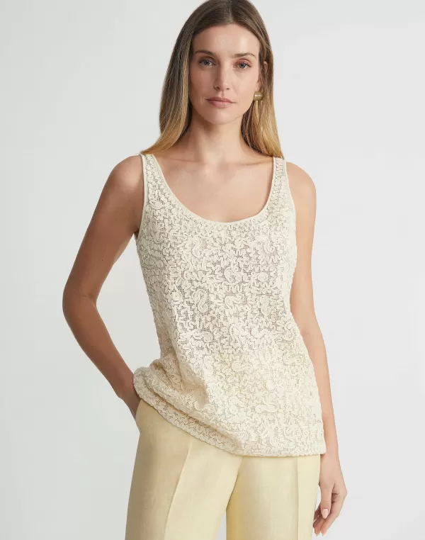 Women Lafayette 148 New York Soutache Embroidered Cotton Tank