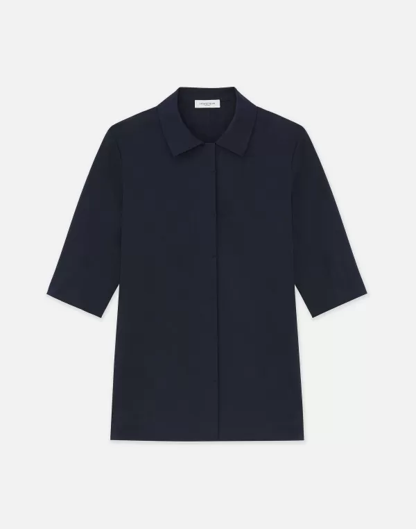 Women Lafayette 148 New York Stretch Cotton Peplum Shirt