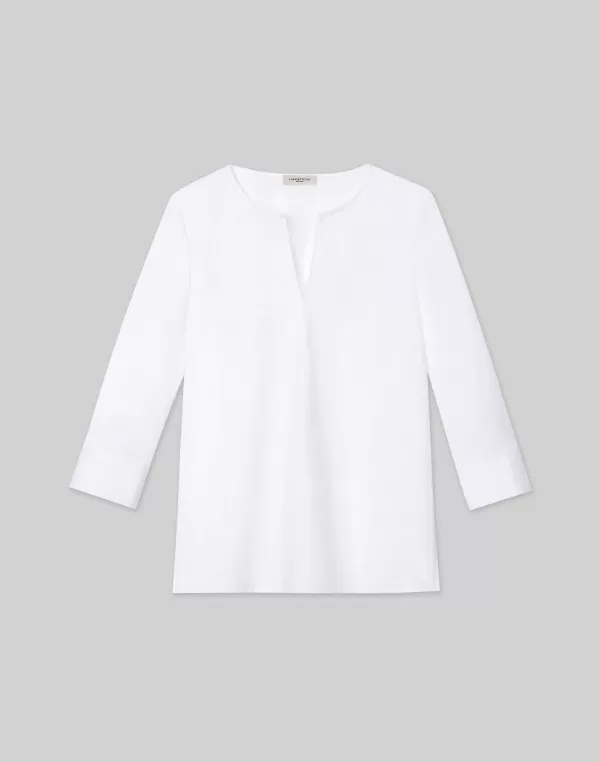 Women Lafayette 148 New York Stretch Cotton Popover Shirt