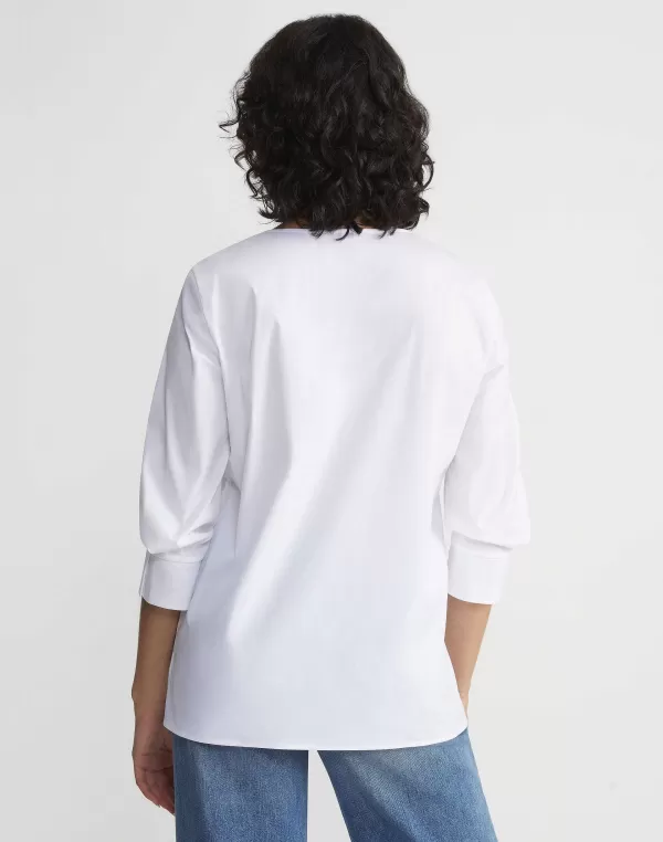 Women Lafayette 148 New York Stretch Cotton Popover Shirt