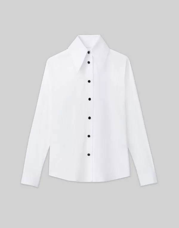 Women Lafayette 148 New York Stretch Cotton Snap Front Shirt