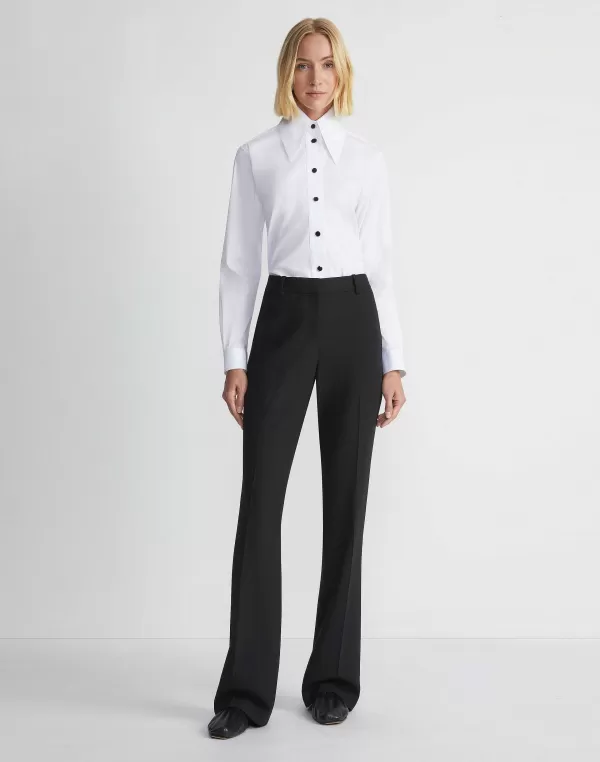 Women Lafayette 148 New York Stretch Cotton Snap Front Shirt