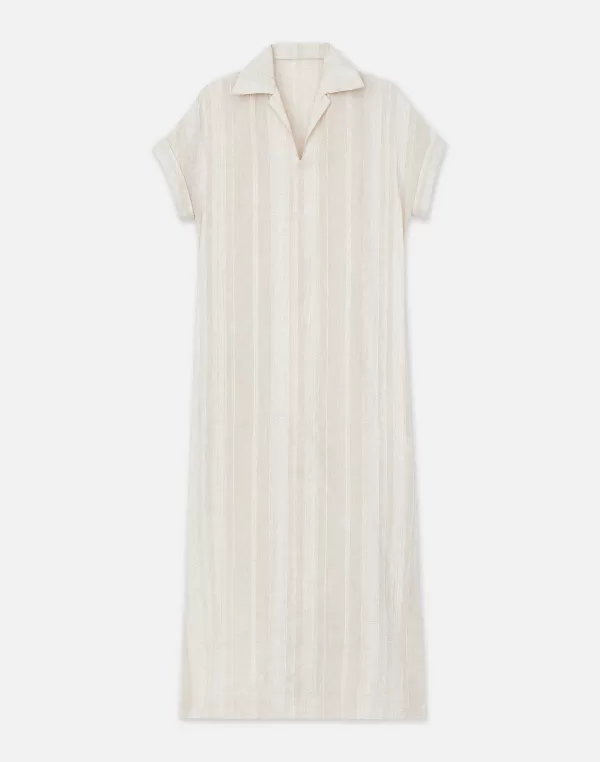 Women Lafayette 148 New York Stripe Jacquard Linen-Cashmere Popover Dress