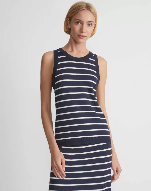 Women Lafayette 148 New York Stripe Responsible Matte Crepe Racerback Tank