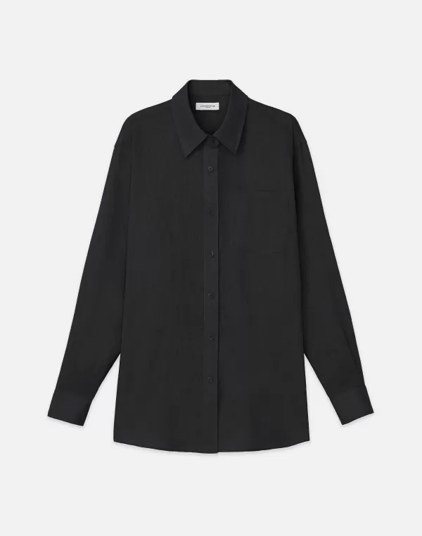 Women Lafayette 148 New York Vintage Linen Boyfriend Oversized Shirt