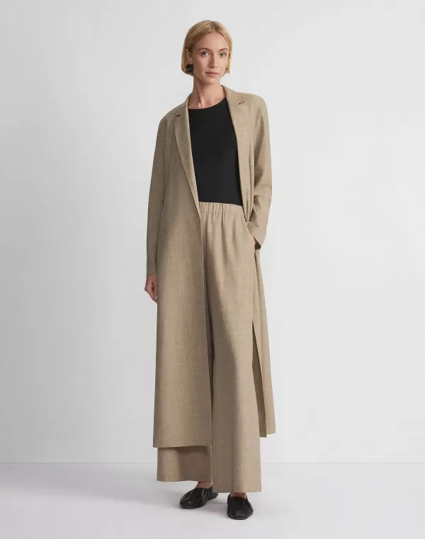 Women Lafayette 148 New York Virgin Wool Silk-Linen Open Front Duster