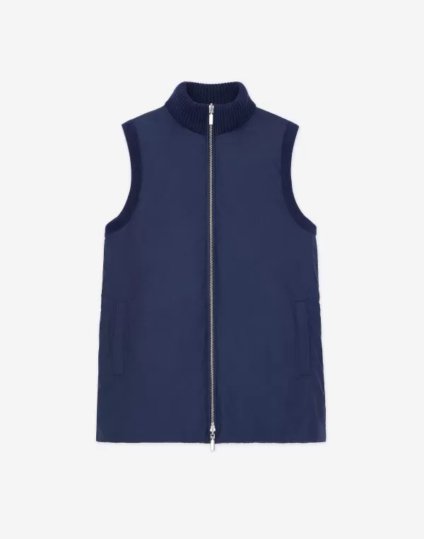 Women Lafayette 148 New York Wool Knit & Recycled Poly Quilted Reversible Vest