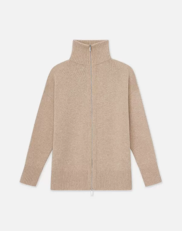 Women Lafayette 148 New York Wool-Cashmere Zip Front Cardigan