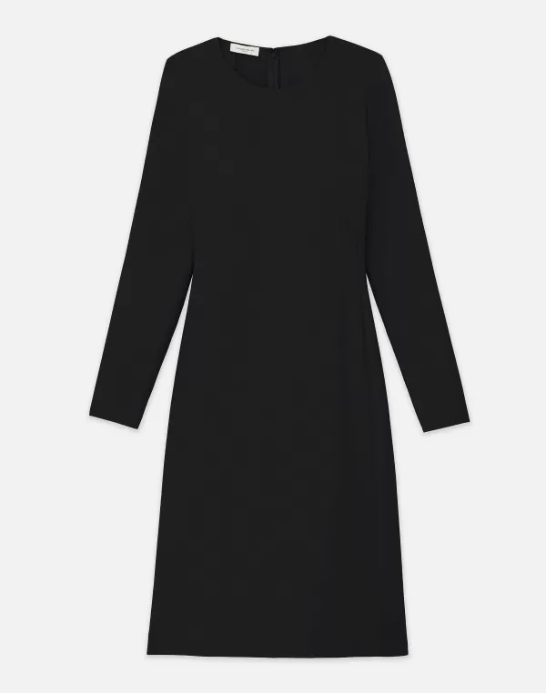 Women Lafayette 148 New York Wool-Silk Crepe Long Sleeve Sheath Dress