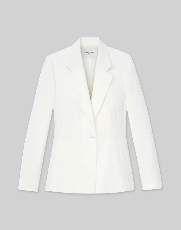 Women Lafayette 148 New York Wool-Silk Crepe Single Button Blazer